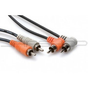 Hosa CRA-201R Stereo Interconnect, Dual RCA to Dual Right-angle RCA, 1 m