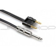 Hosa SKZ-605BN Speaker Cable 1/4 in TS to Dual Banana, Black Zip, 5 ft